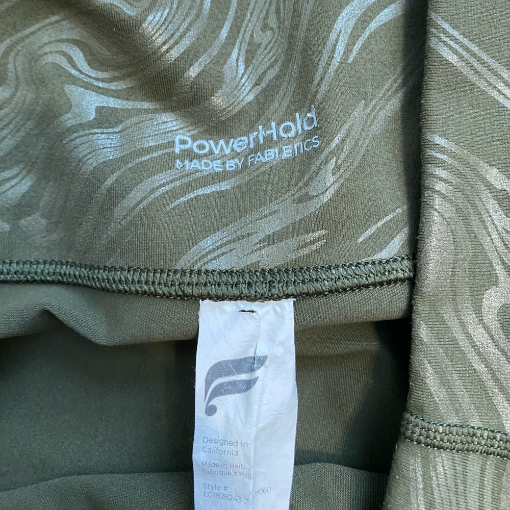 Fabletics Powerhold Olive Green Marble Swirl Print Crop Leggings Women XLarge XL - Picture 5 of 7